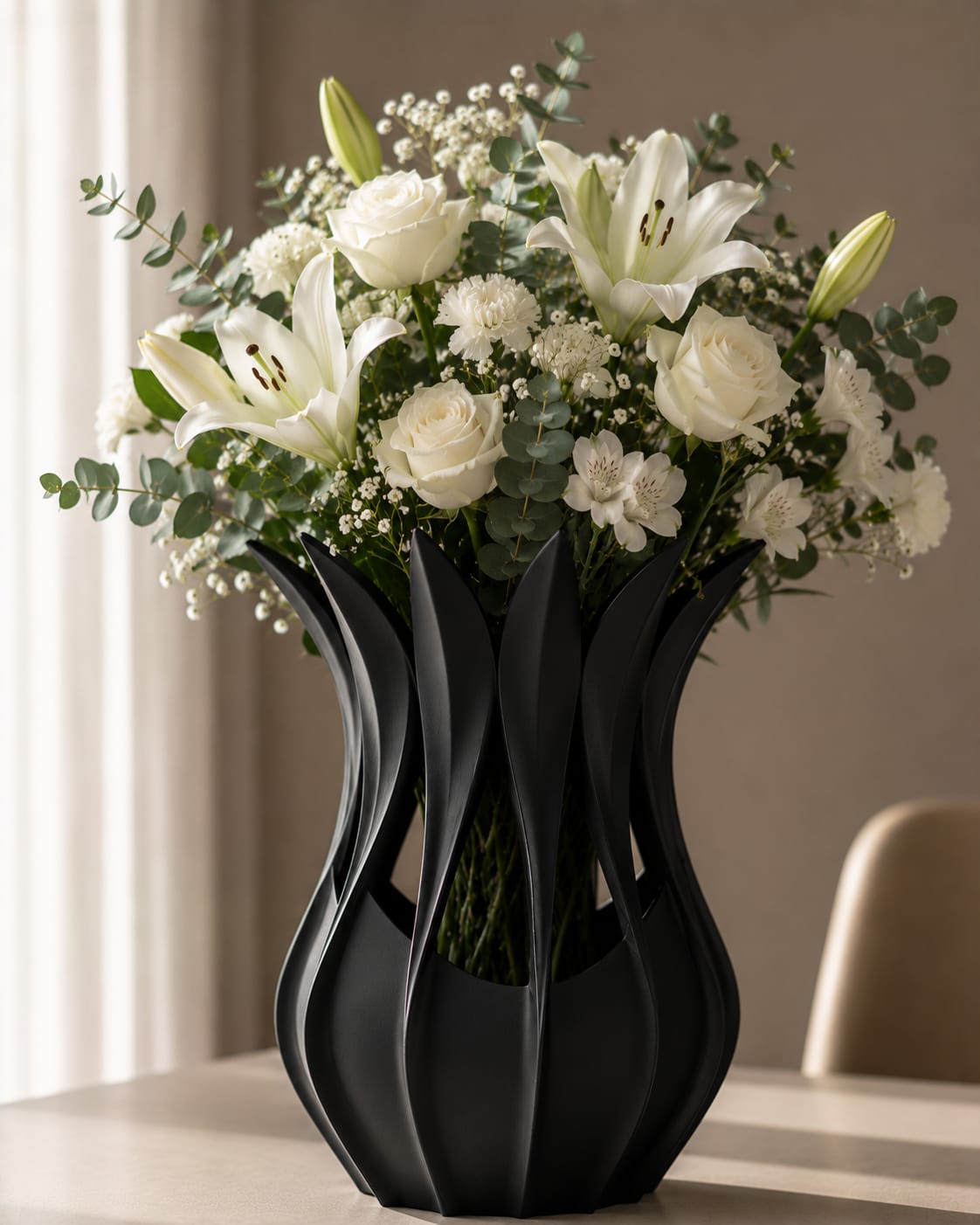 Vaso Decorativo Tulip Black – Design Moderno Stampato in 3D