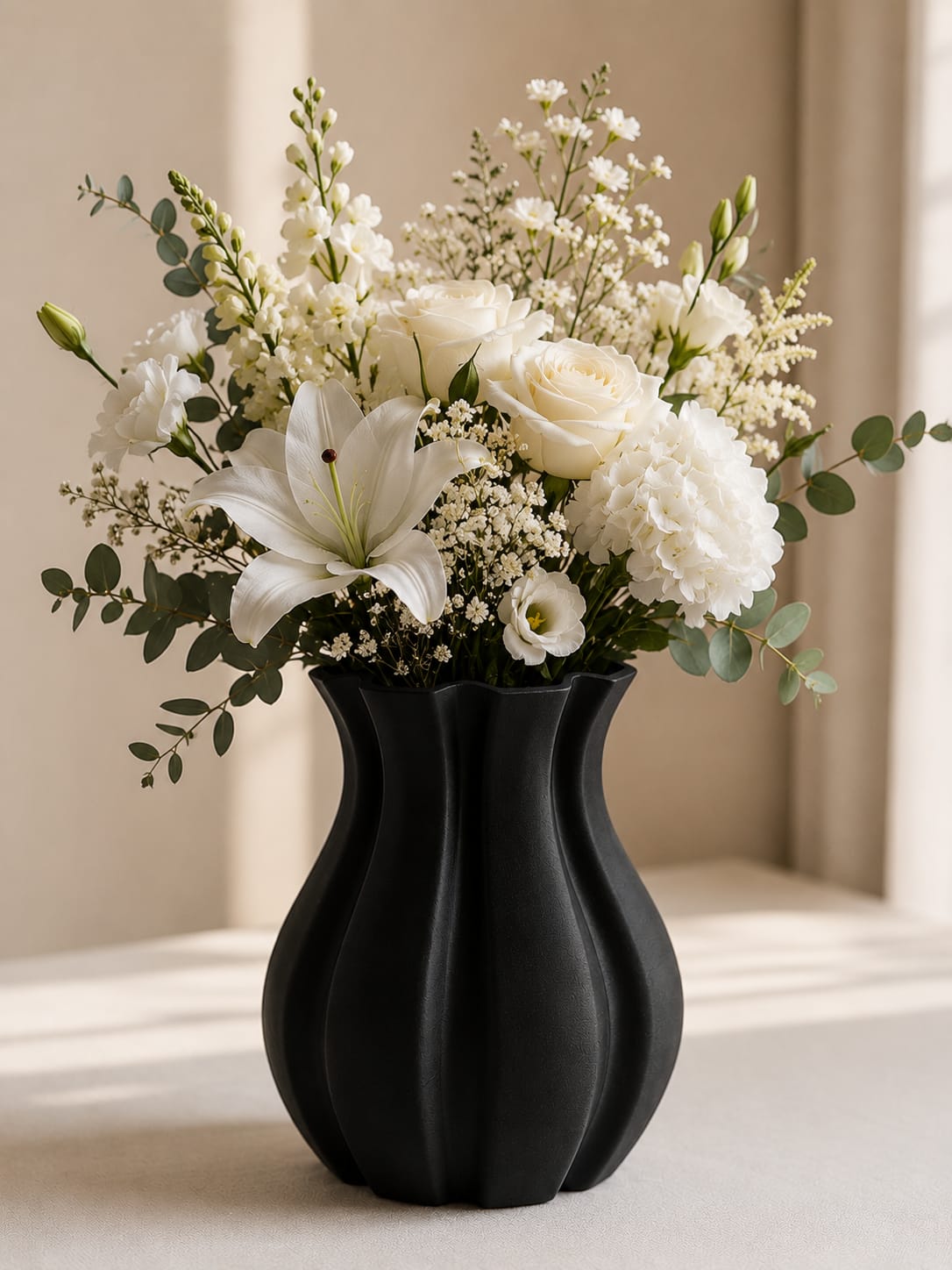Vaso Decorativo Wave Black – Design Elegante Stampato in 3D